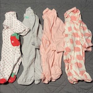Girls Carter’s newborn sleepers, 4 pieces